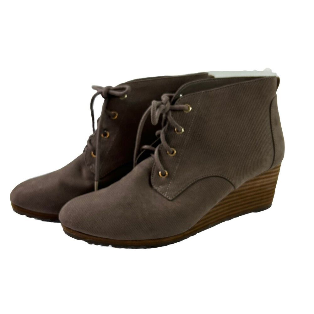 Dr. Scholl's‎ Close Call Wedge Ankle Bootie Tan Brown Corduroy Boot Size 9